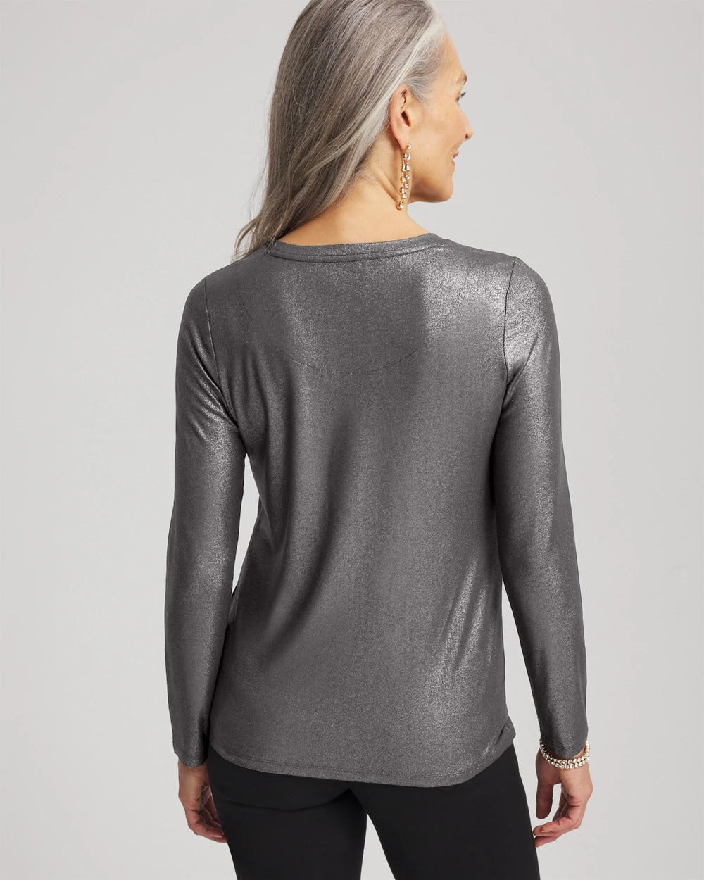 Chico's Touch of Cool™ Foil Long Sleeve Layering Tee