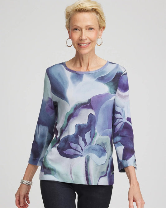 Chico's Pima Button Sleeve Tee