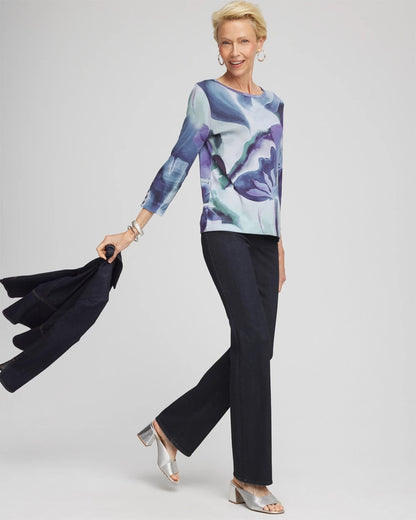 Chico's Pima Button Sleeve Tee
