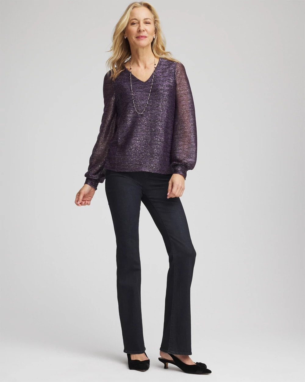 Chico's Foiled Bodre Top