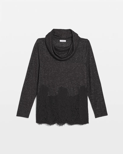 Chico's Lace Hem Cowlneck Top