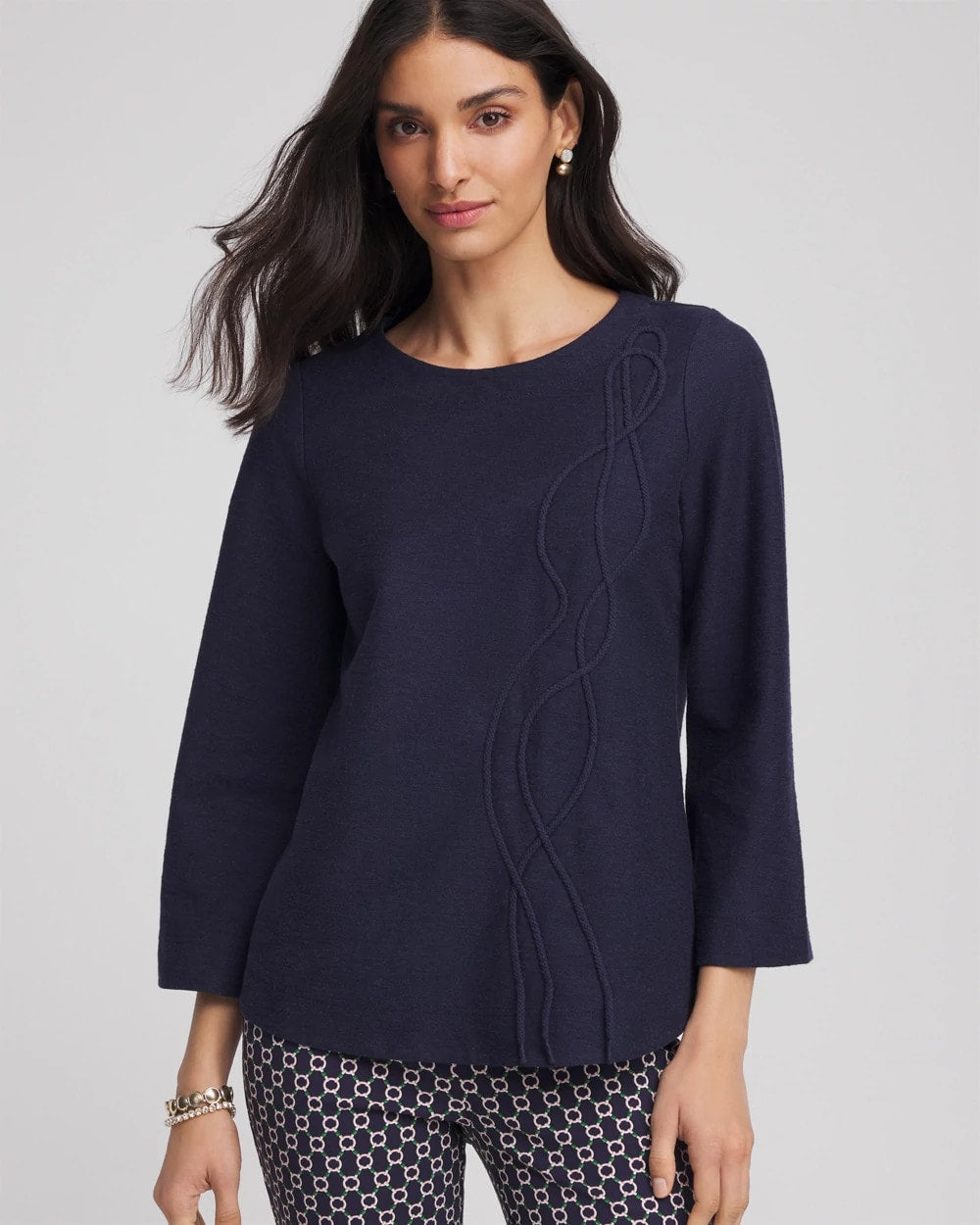 Chico's Denim Soutache Top