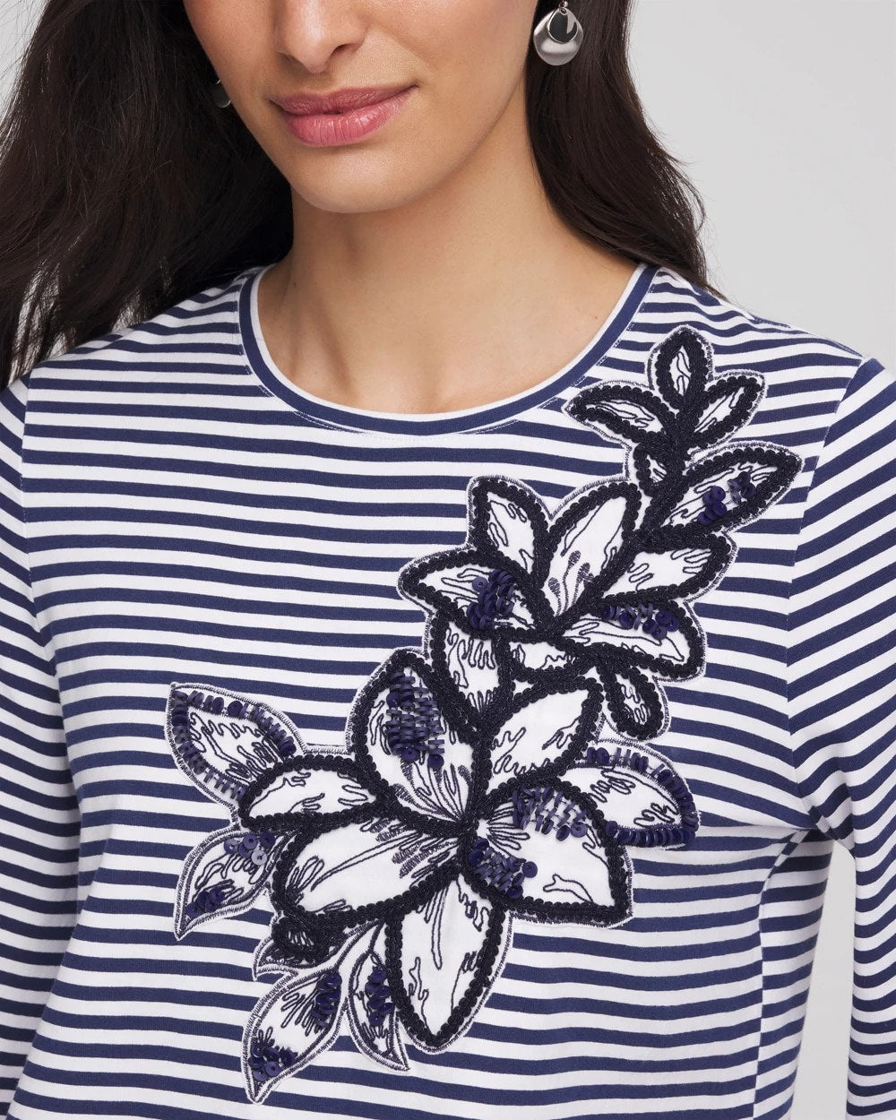 Chico's Floral Embroidered Tee