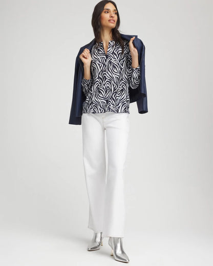 Chico's Zebra Waves Crinkle Top