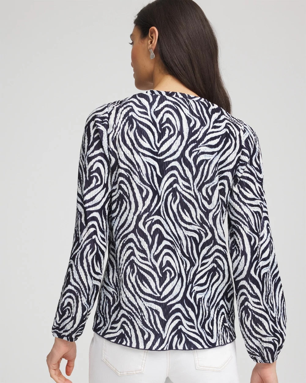 Chico's Zebra Waves Crinkle Top