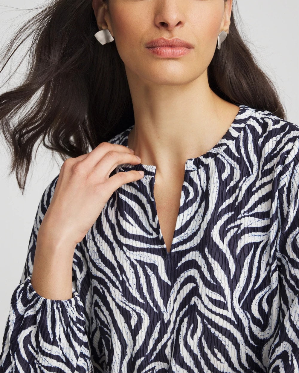 Chico's Zebra Waves Crinkle Top