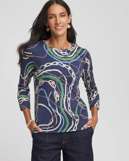 Chico's Status Pima Button Sleeve Tee