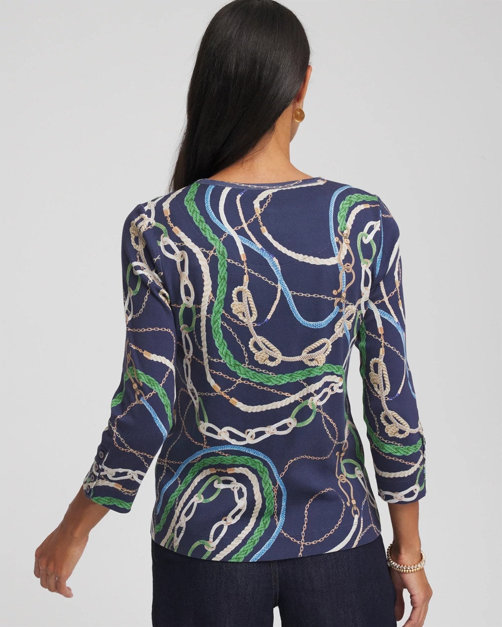 Chico's Status Pima Button Sleeve Tee