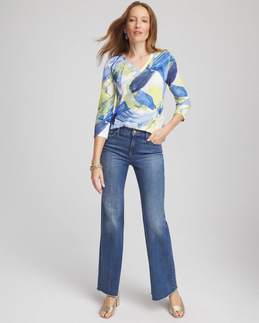 Chico's Slub 3/4 Sleeve Tee