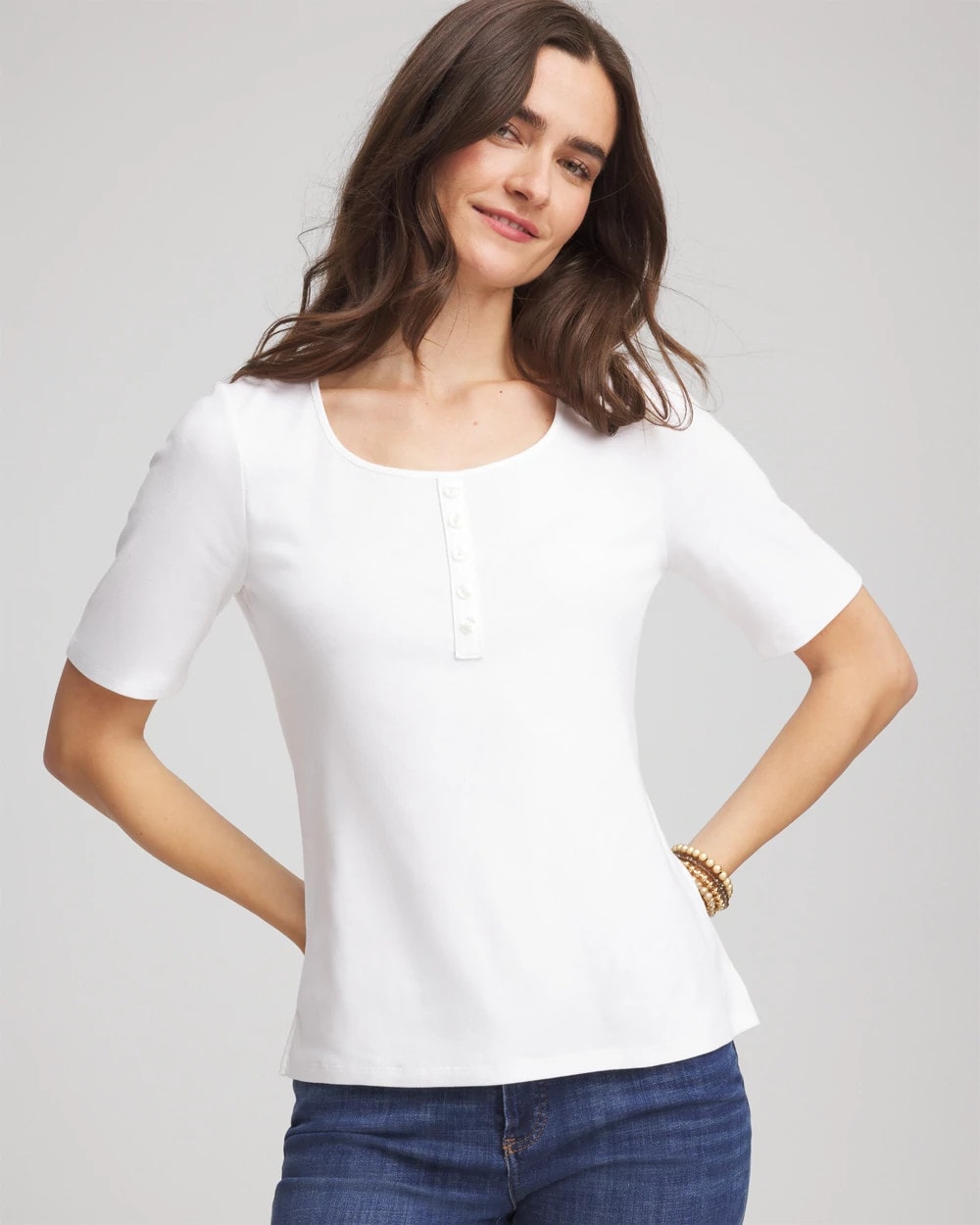 Chico's Pima Cotton Henley Tee