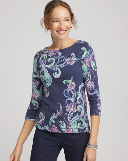 Chico's Pima 3/4 Sleeve Tee