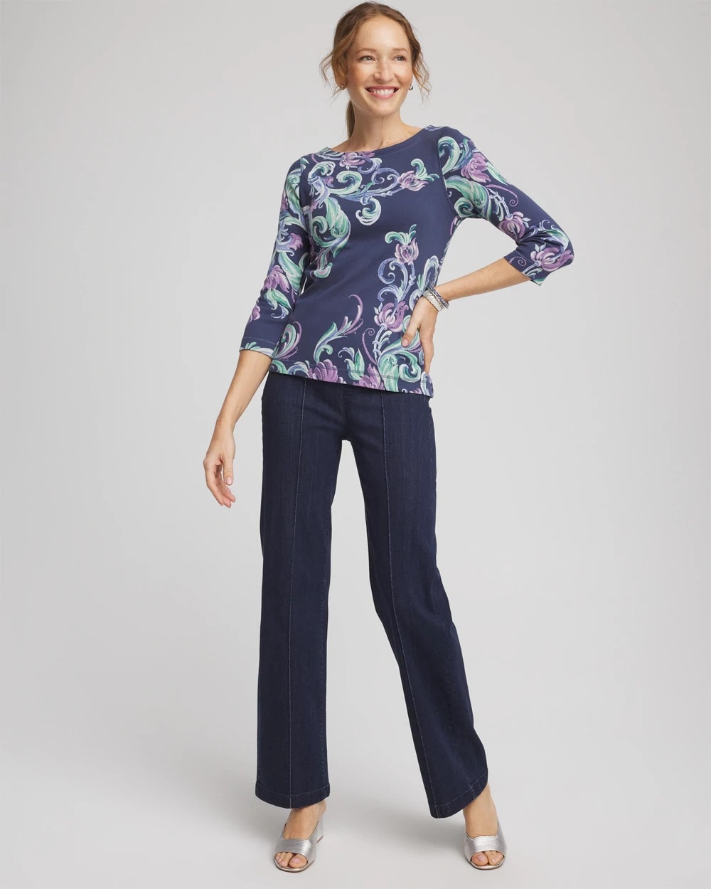 Chico's Pima 3/4 Sleeve Tee