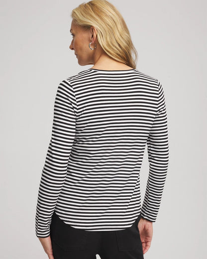 Chico's Striped V-Neck Layering Tee