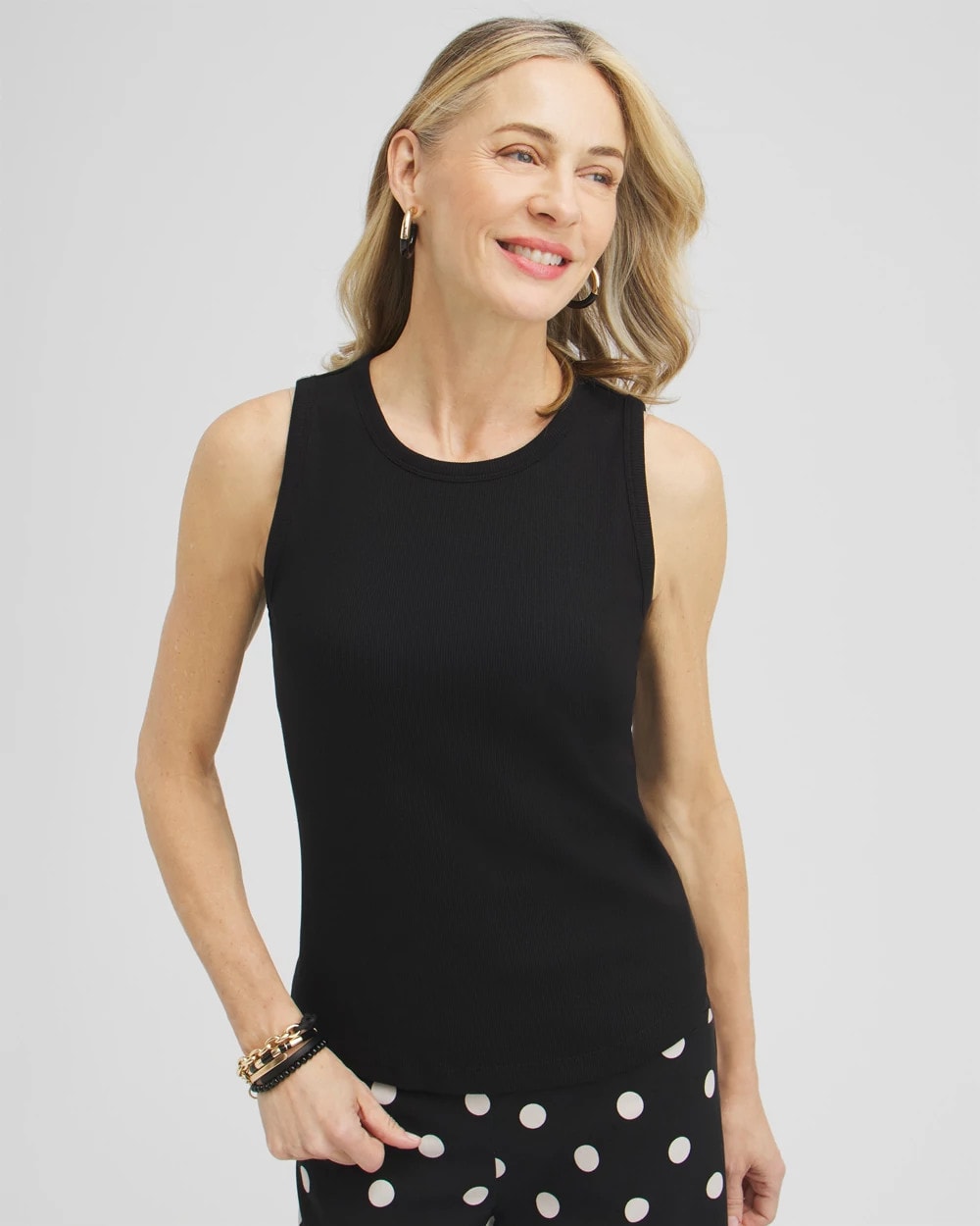 Chico's Ribbed High Neck Tank