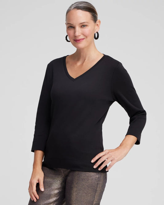 Chico's 3/4 Sleeve V-Neck Tee