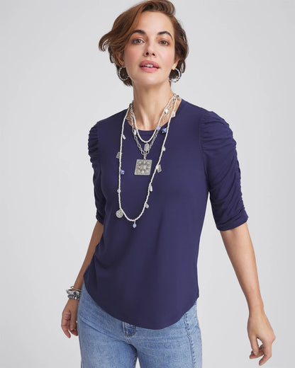 Chico's Ruched Sleeve Knit Tee