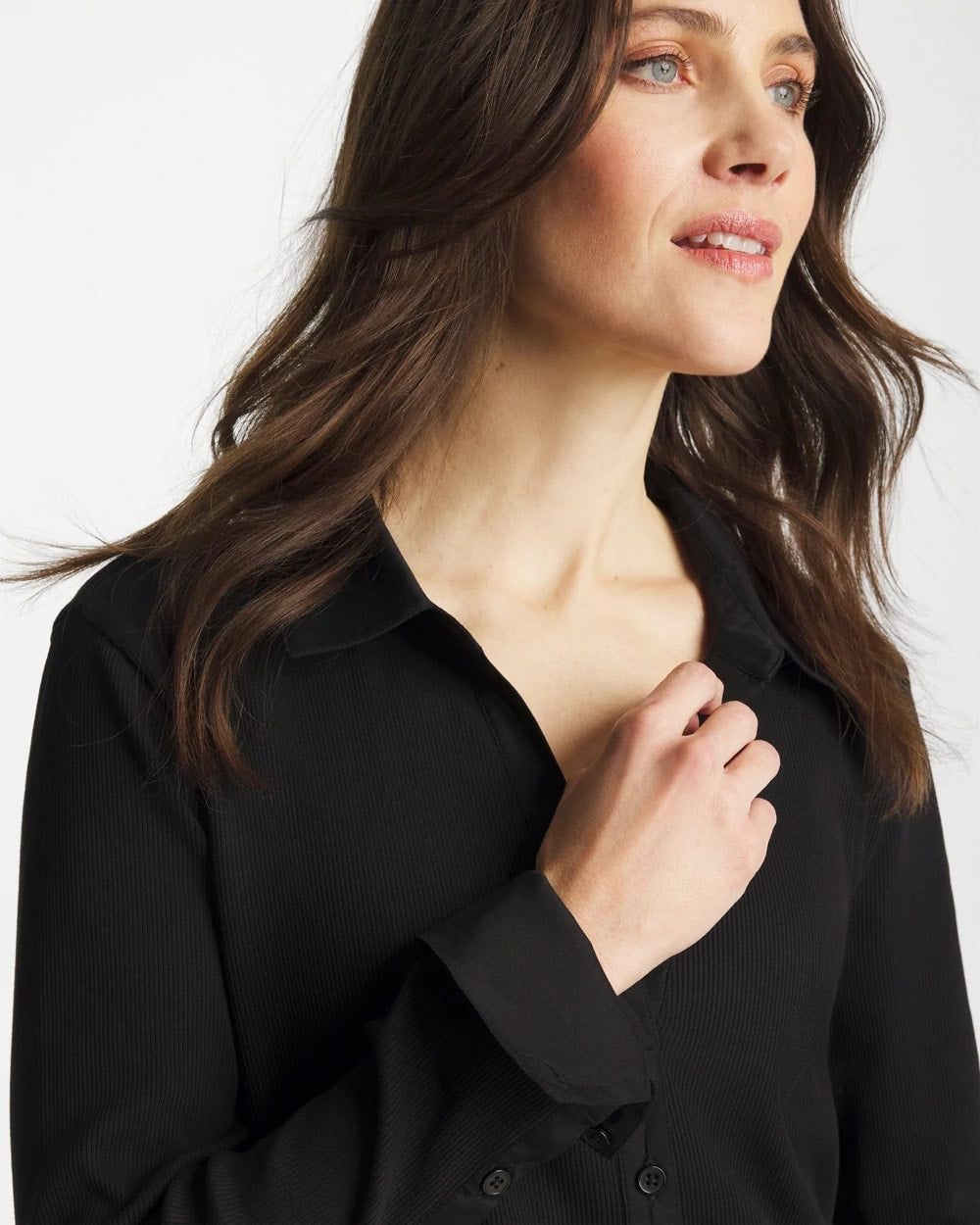 Chico's Collared Rib Mix Henley