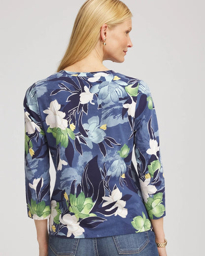 Chico's Printed 3/4 Sleeve Perfect Tee