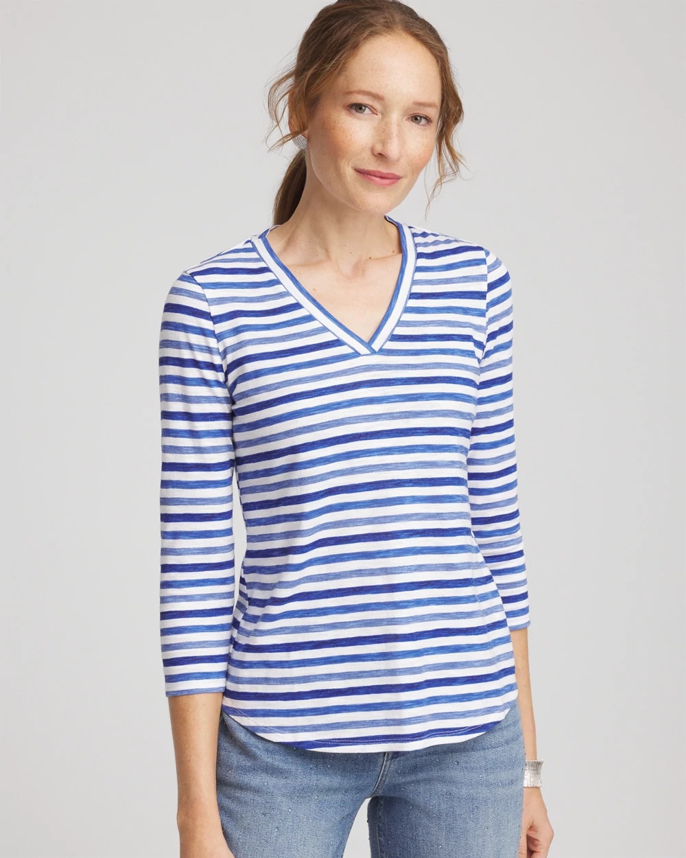 Chico's Slub 3/4 Sleeve Tee