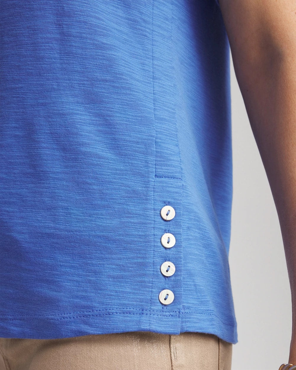 Chico's Slub Crewneck Button Tee