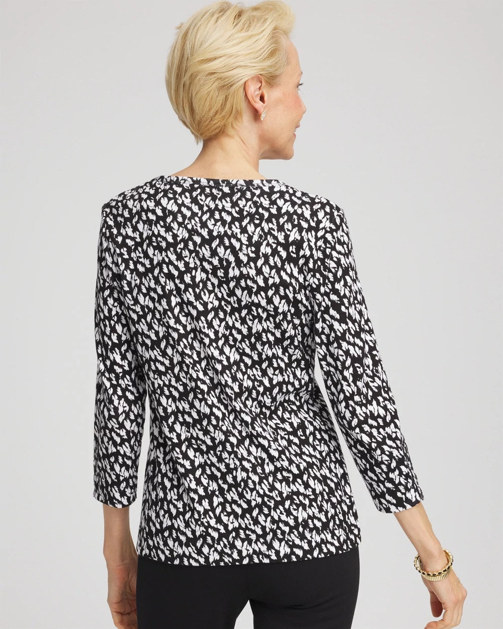 Chico's Pima Crewneck Button Tee