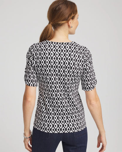 Chico's Printed Pima Elbow Sleeve Tee