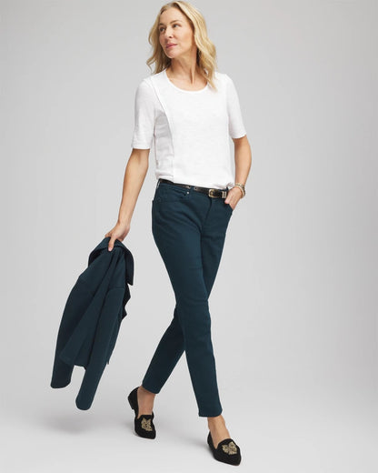 Chico's Slub Paneled Elbow Tee