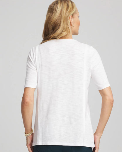 Chico's Slub Paneled Elbow Tee