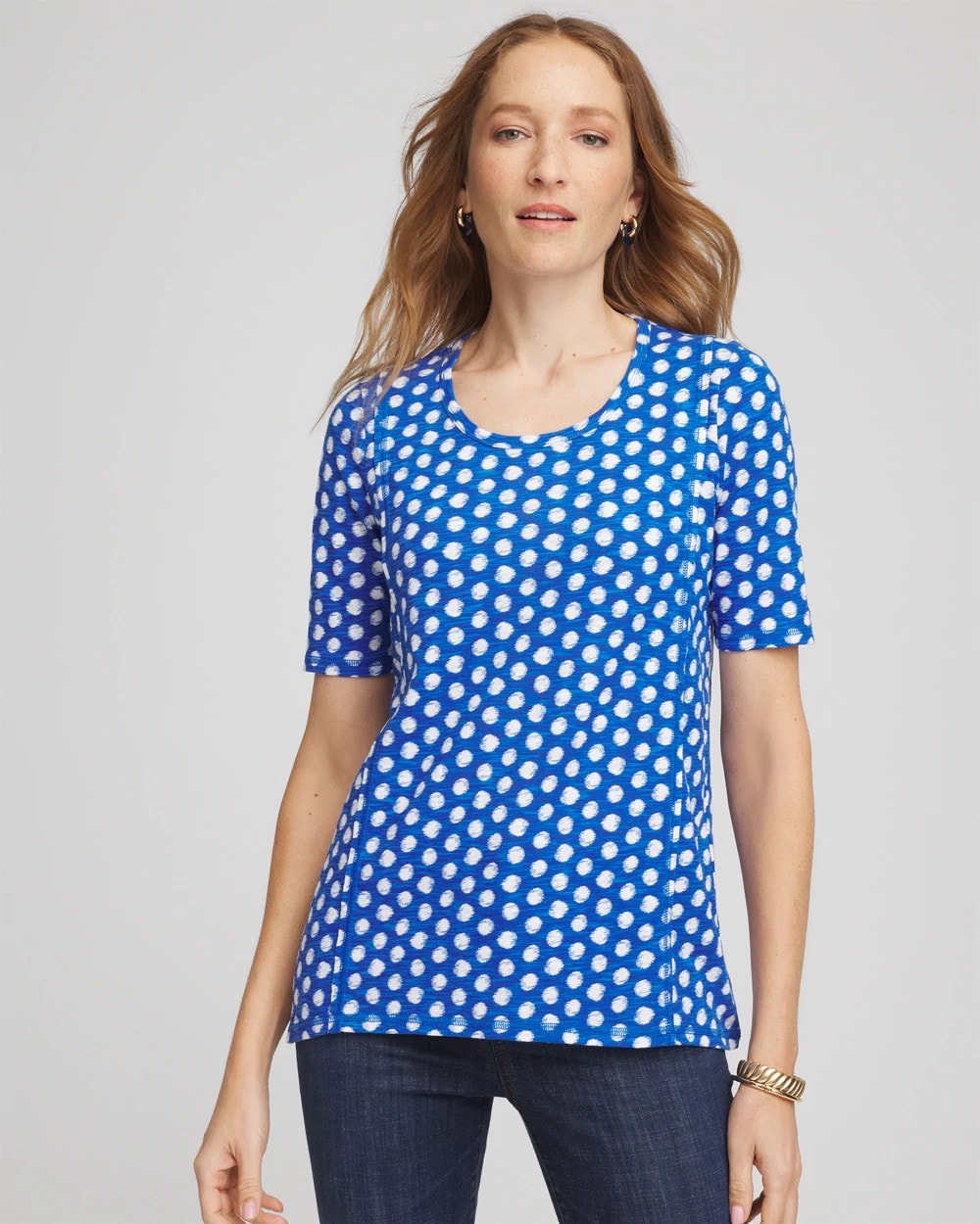 Chico's Printed Slub Short Sleeve Tee