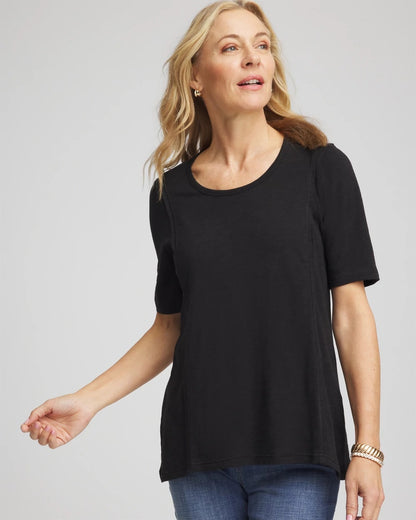 Chico's Slub Paneled Elbow Tee