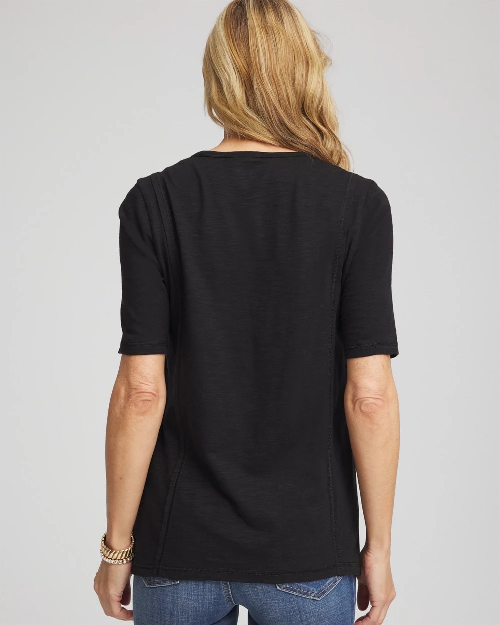 Chico's Slub Paneled Elbow Tee