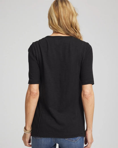 Chico's Slub Paneled Elbow Tee