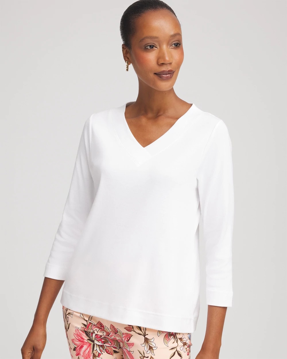 Chico's Short Pima 3/4 Sleeve Tee