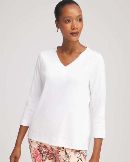 Chico's Short Pima 3/4 Sleeve Tee