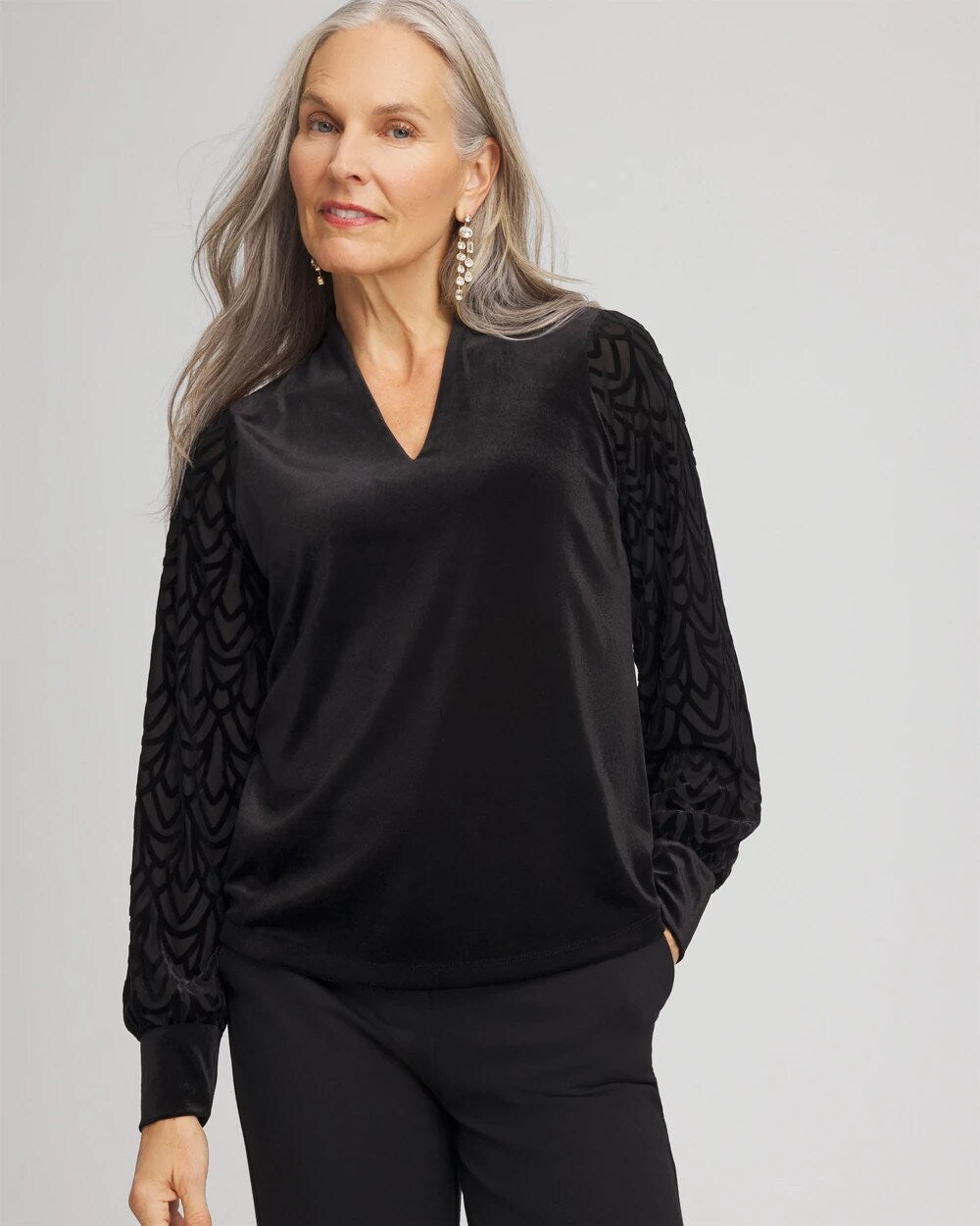 Chico's Art Deco Velvet Burnout Top