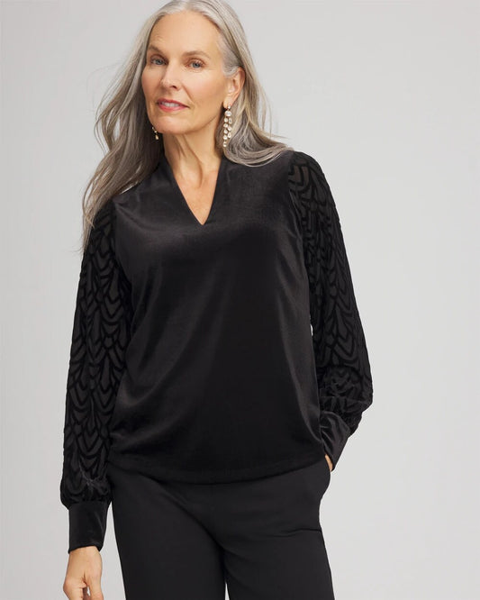 Chico's Art Deco Velvet Burnout Top