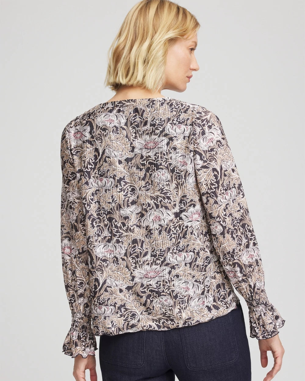 Chico's Bloom Crinkle Bodre Top
