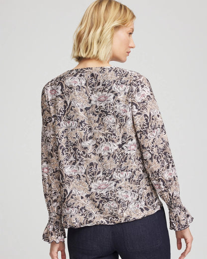 Chico's Bloom Crinkle Bodre Top