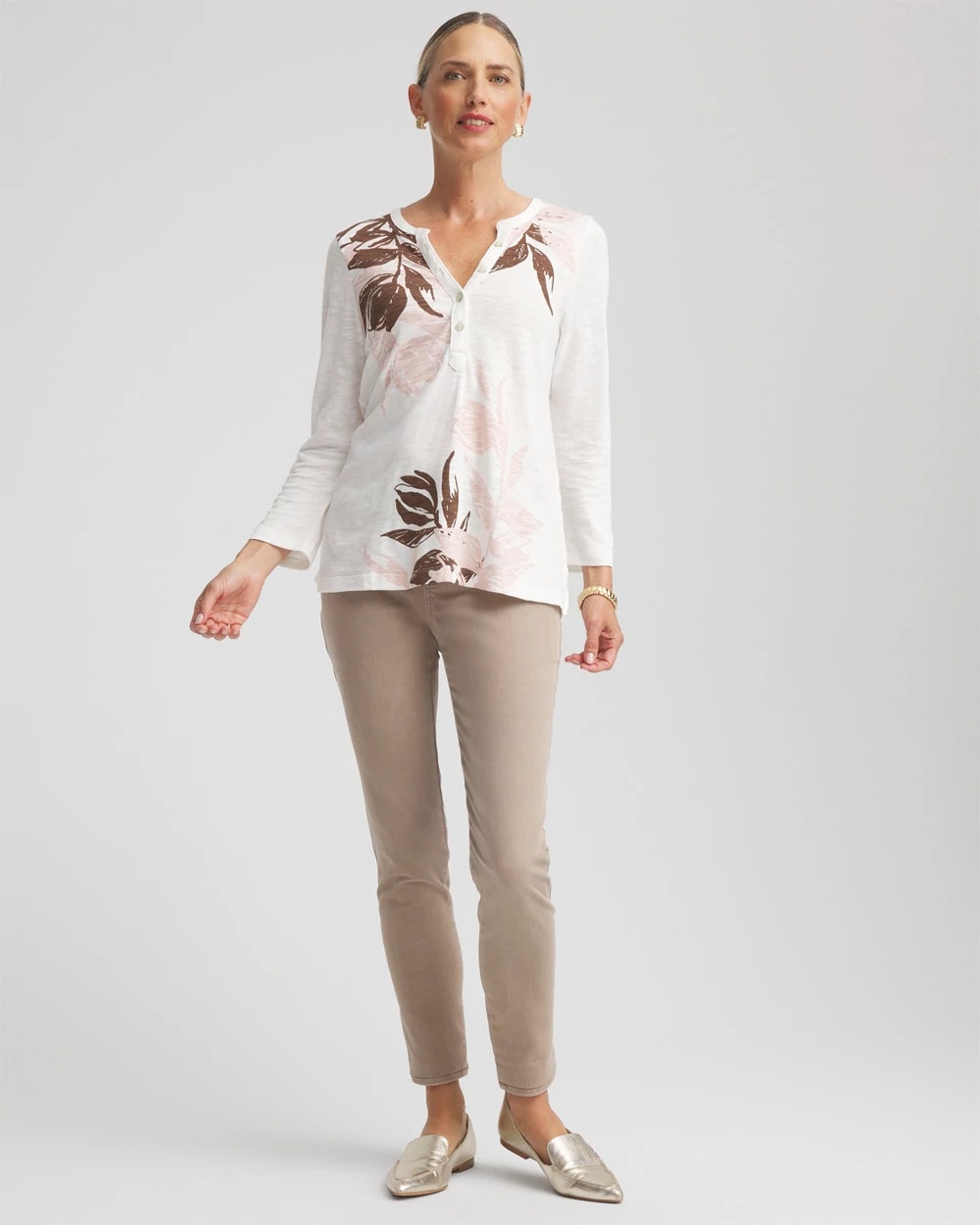 Chico's Slub Splitneck Henley Tee