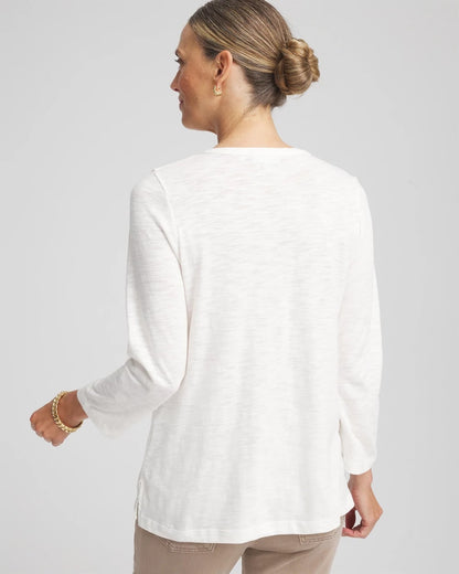 Chico's Slub Splitneck Henley Tee