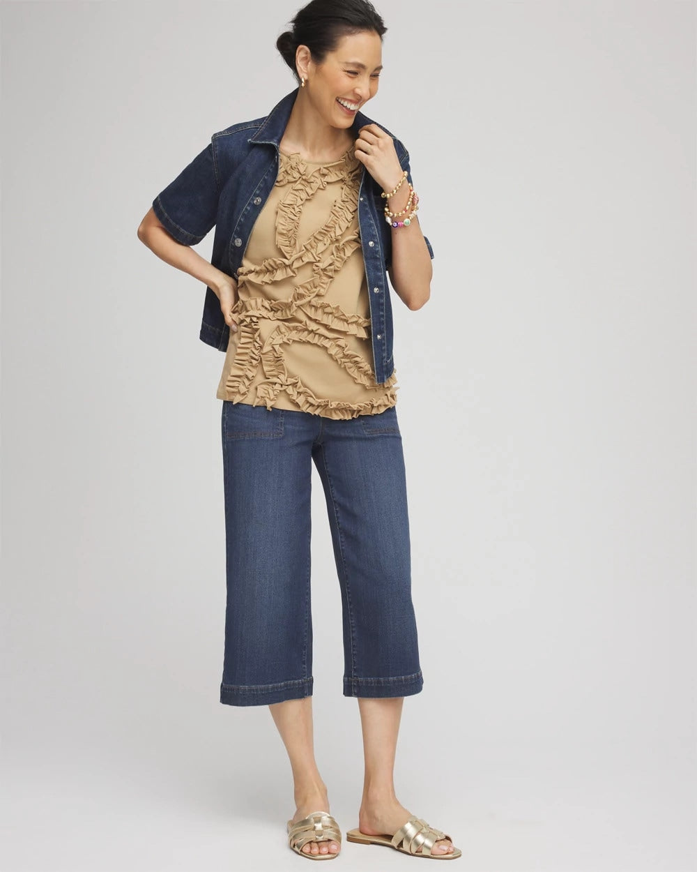 Chico's Sleeveless Ruffle-Appliqué Tank Top
