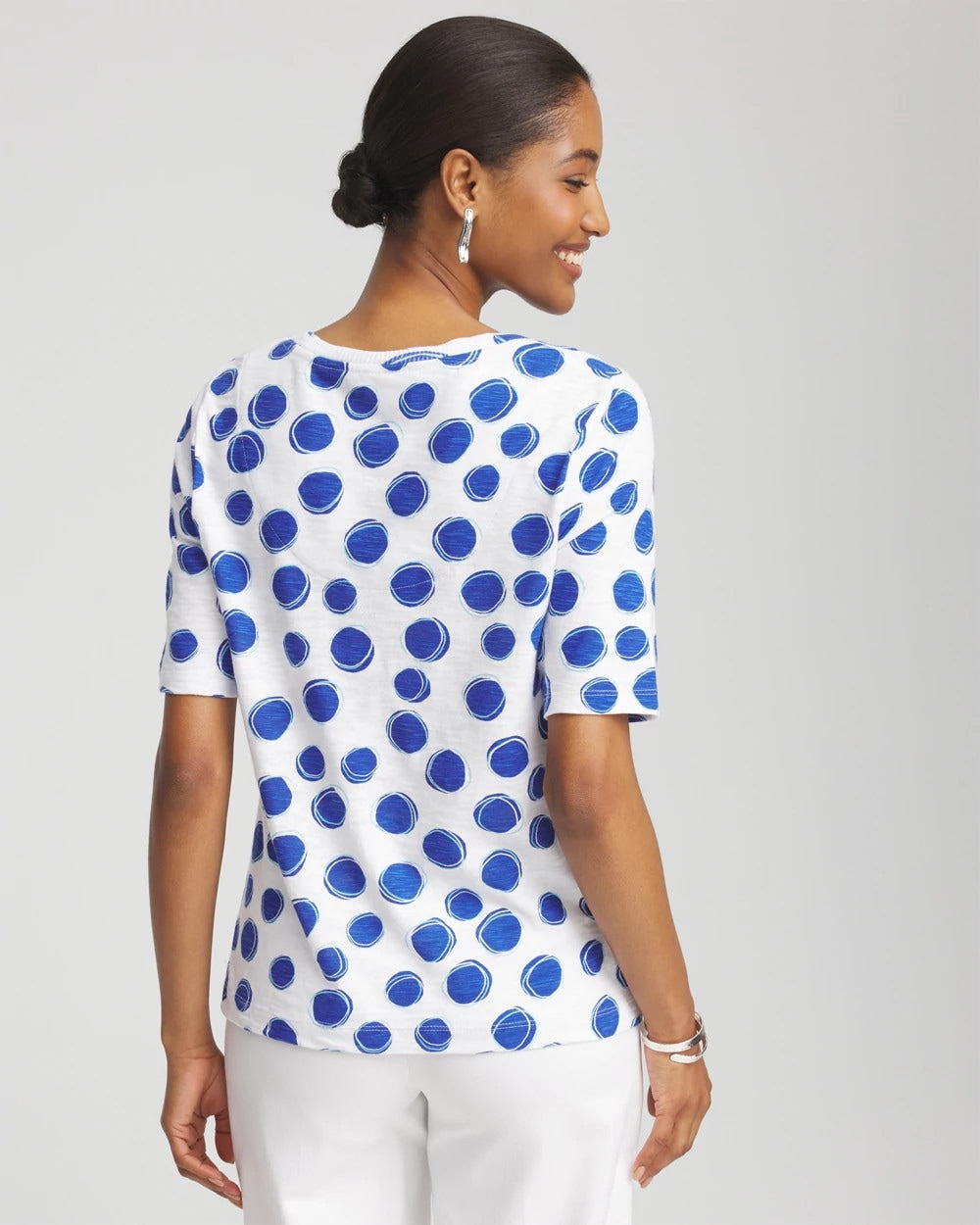 Chico's Polka-Dot Slub Short Sleeve Tee