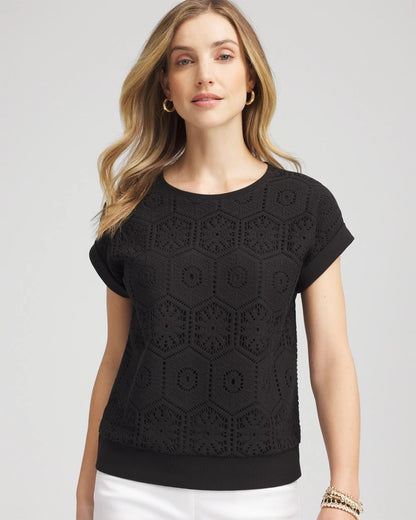 Chico's Crocheted Cotton-Blend Shirt