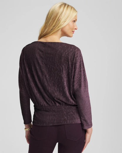 Chico's Crinkle Velvet Banded-Bottom Top