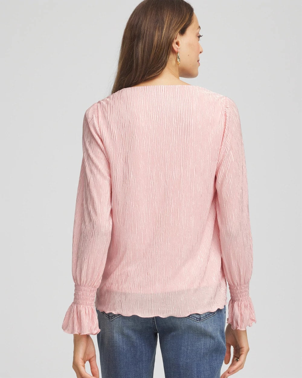 Chico's Crinkle Bodre Voop Neck Top