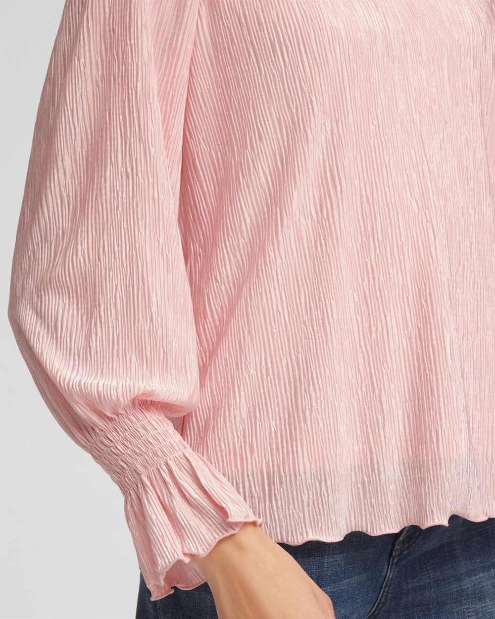 Chico's Crinkle Bodre Voop Neck Top