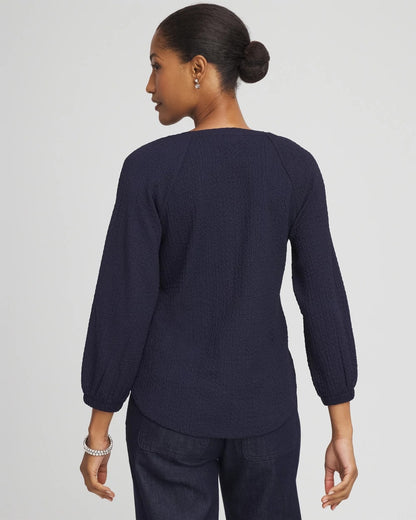 Chico's Textured Raglan V-Neck Top