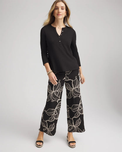 Chico's Cotton Slub Henley Shirt