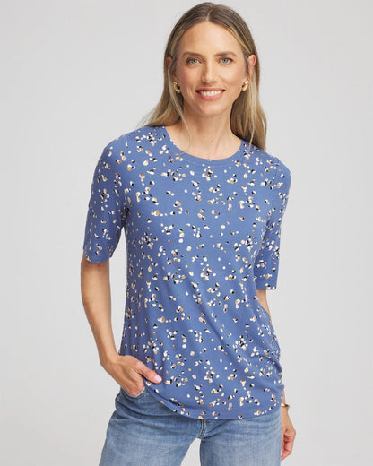 Chico's Printed Elbow Sleeve Tee