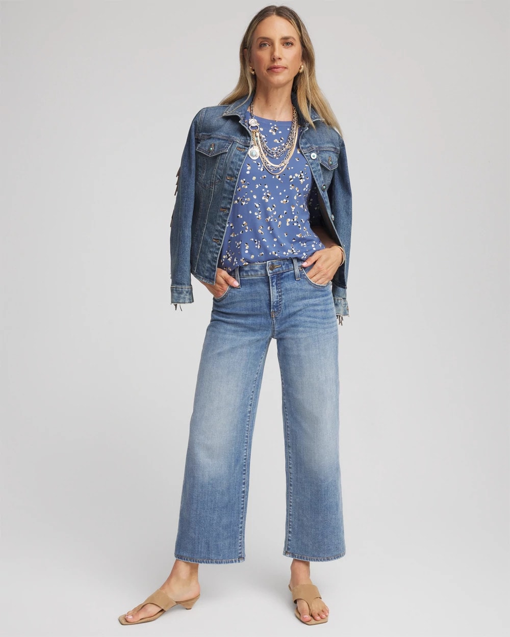 Chico's Printed Elbow Sleeve Tee